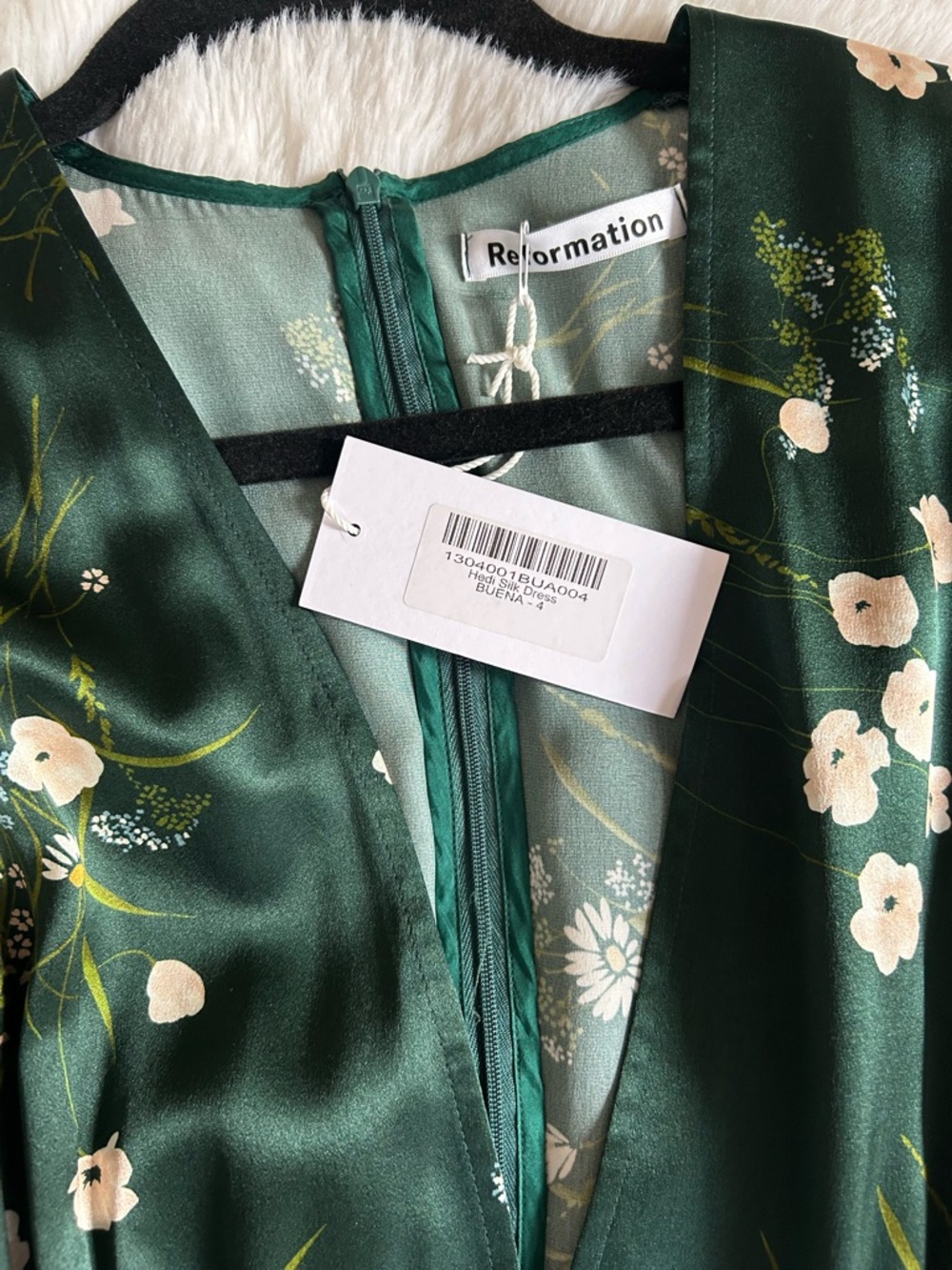 Reformation Hedi Silk Green Floral Dress - Picture 2 of 7